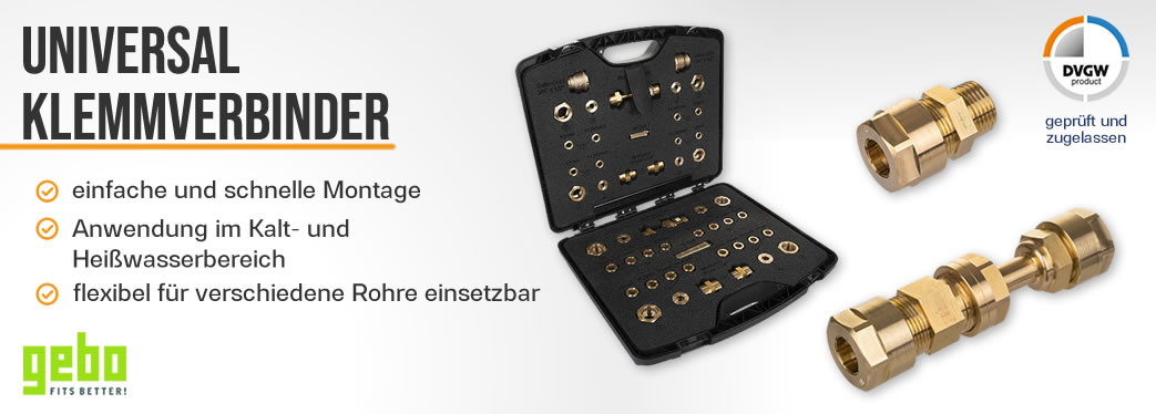 Multigebo Messing-Klemmverbinder mit Außengewinde oder Längenausgleich