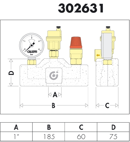 Kessel Sicherheitsgruppe Sicherheitsventil Heizung Entlüfter Manometer