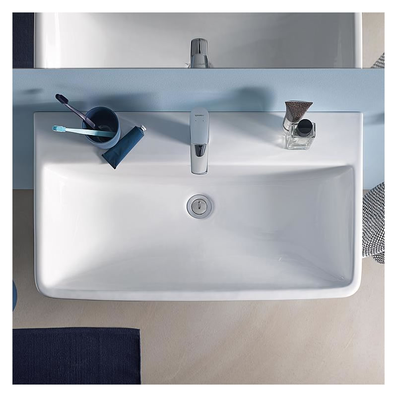 LAVITA Nevada Möbelwaschtisch 80cm - Weißes Porzellan-Waschbecken Mit Überlauf Für Modernes Badezimmer