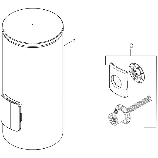 Bild 2 - BOSCH Edelstahlspeicher STORA SW 160 P 1 A, 161 l, silber/schwarz - 1310 x 600 mm - 7735500506