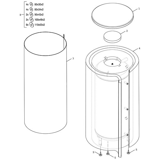 Bild 3 - BOSCH Pufferspeicher STORA BH 500-6 1 B, f�r W�rmepumpen, 500 l, silber - 1845 x 850 mm - 7735501565