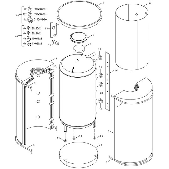Bild 3 - BOSCH Pufferspeicher STORA B 750-6 M 1 B, 750 L, silber - 1820 x 1030 mm - 7735501620
