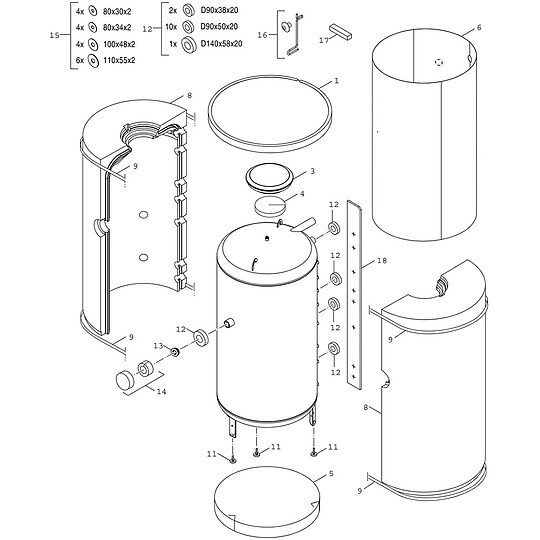 Bild 3 - BOSCH Pufferspeicher STORA BS 750-6 ER 1 B, 750 l, silber, Solarw�rmetauscher - 1820 x 1030 mm - 7735501627