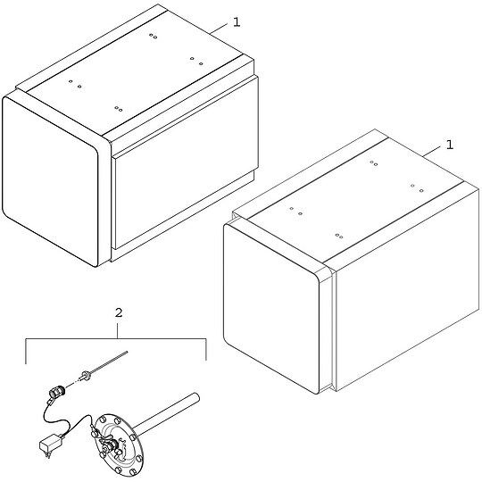 Bild 2 - BOSCH Warmwasserspeicher WH 200-3 P 2 B, 200 L, liegend, Glasfront - 652 x 1125 x 650 mm - 8732931555