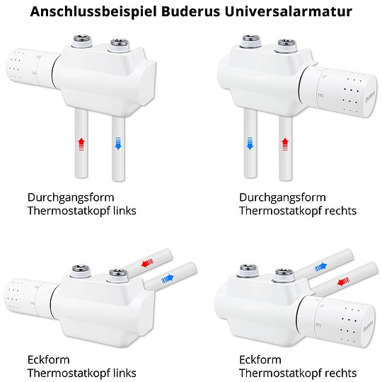 Bild 3 - Buderus Universalarmatur-Set fr Vertikal- & Badheizkrper mit Mittenanschluss - Durchgangs- / Eckform