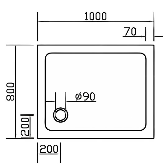 Bild 2 - Combia Duschwanne Rechteck flach aus Mineral-Colorat, wei� - 100 x 80 x 3,5 cm