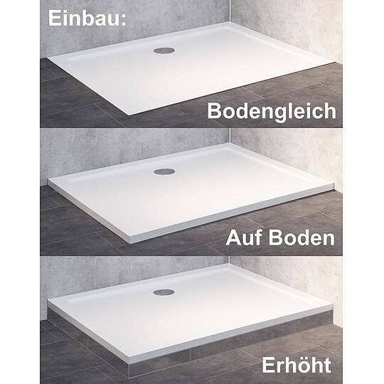 Bild 4 - Combia Duschwanne Rechteck flach aus Mineral-Colorat, wei� - 100 x 80 x 3,5 cm