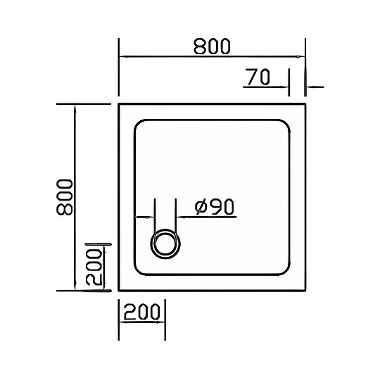 Bild 2 - Combia Duschwanne Quadrat flach aus Mineral-Colorat, wei� - 80 x 80 x 3,5 cm