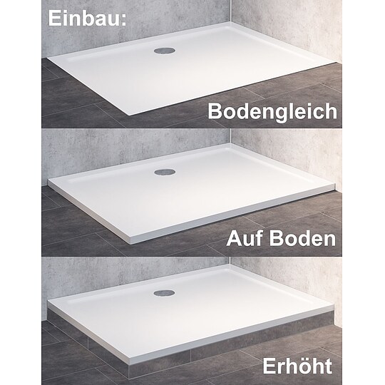 Bild 4 - Combia Duschwanne Quadrat flach aus Mineral-Colorat, wei� - 80 x 80 x 3,5 cm
