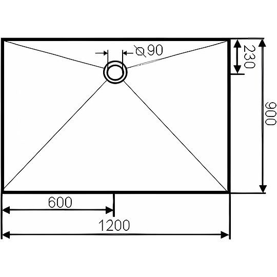 Bild 2 - Combia Duschelement Rechteck aus Mineralguss, weiß, weißer Ablauf - 120 x 90 x 3,0 cm
