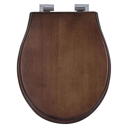 Bild 2 - WC-Sitz JUBILUM Softclose aus Walnuss-Holz, Edelstahlscharniere - 93 069 35