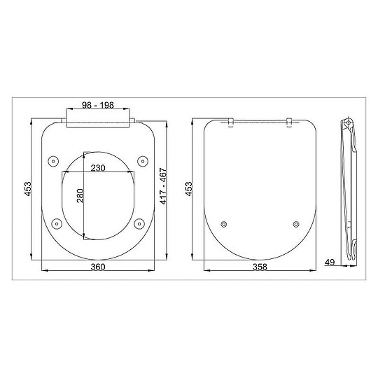 Bild 3 - WC-Sitz Laniara aus Duroplast, Edelstahlscharniere, weiß - 93 236 44
