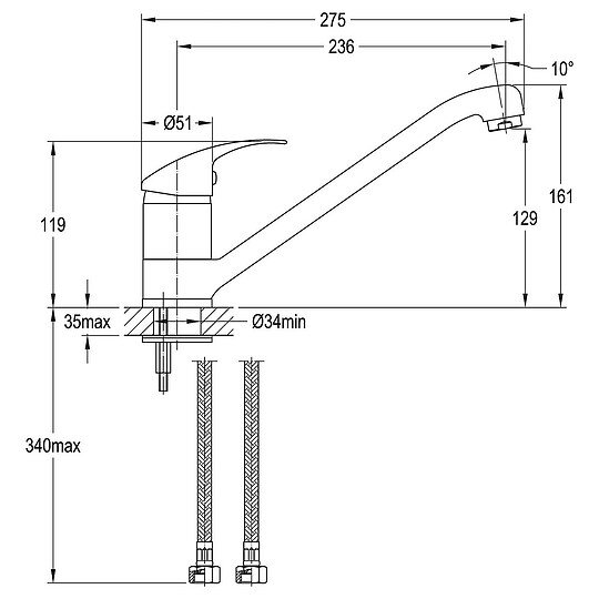Bild 2 - Sp�ltischmischer RUMBA mit schwenkbarem Auslauf - chrom