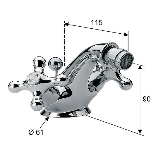 Bild 2 - Zweigriff-Bidetmischer Retro, Ausladung 115 mm, chrom - 93 910 08