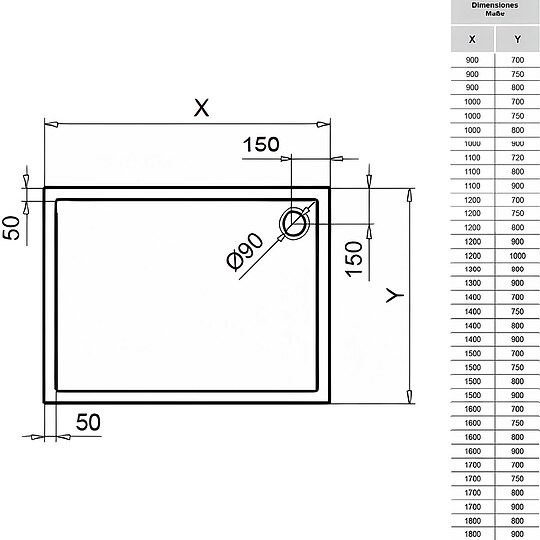 Bild 2 - Duschwanne EVREN Rechteck 900 x 55 x 700 mm, Acryl, wei - 93 968 00