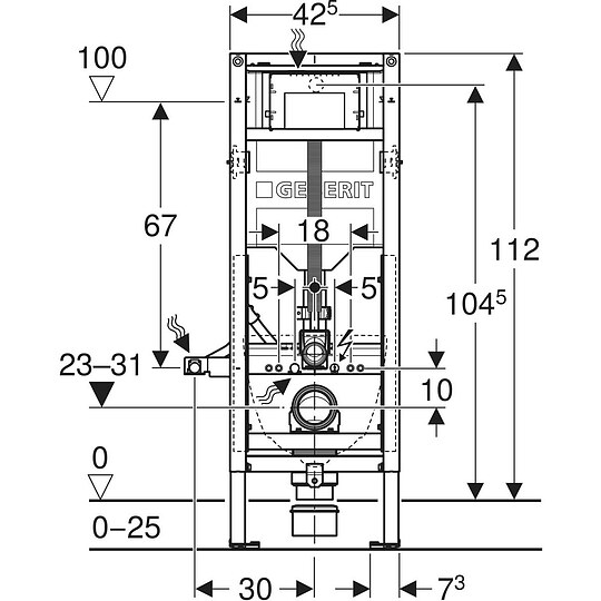 Bild 2 - Duofix WC-Element von Geberit, 112 cm, mit SIGMA Unterputz-Splkasten, hhenverstellbar - 111396006