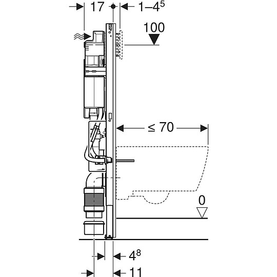 Bild 3 - Duofix WC-Element von Geberit, 112 cm, mit SIGMA Unterputz-Splkasten, hhenverstellbar - 111396006