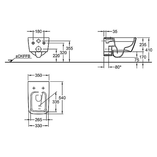 Wand-Tiefspül-WC Geberit ICon Square 350 x 330 x 540 mm, spülrandlos ...