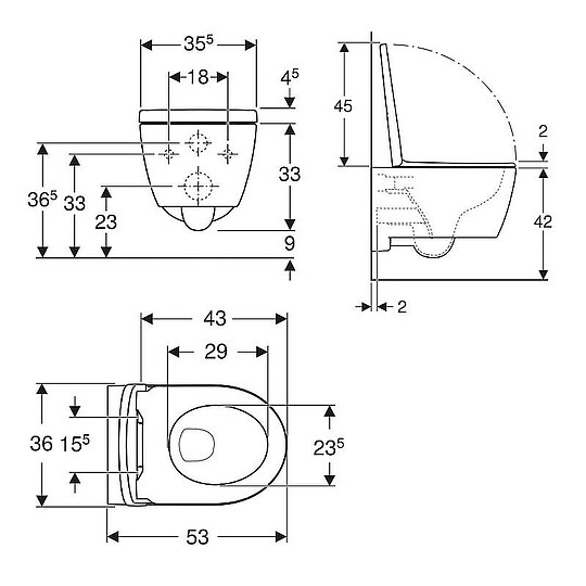 Bild 4 - Combi-Pack Geberit iCon Wand-Tiefspül-WC, spülrandlos & WC-Sitz Softclose, QuickRelease, weiß - 501664001