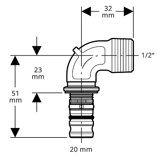 Bild 2 - GEBERIT Mepla Press-Übergangswinkel 20 mm x 1/2 Zoll AG - 602.252.00.5