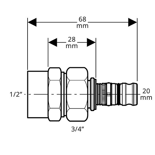 Bild 3 - GEBERIT Mepla Press-�bergangsverschraubung 20 mm x 1/2 Zoll IG - 602.595.00.5