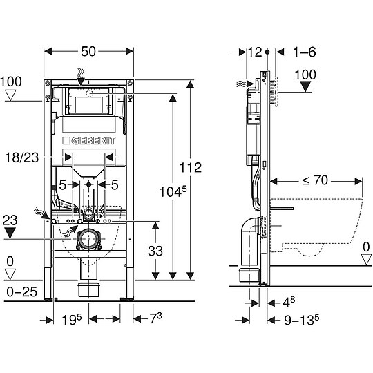 Bild 4 - Geberit WC-Element Duofix SIGMA 112 cm + SIGMA20 Platte wei� + Wandhalter + Gratis Schallschutzset