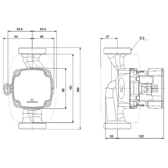 Bild 4 - Grundfos ALPHA 1 GO 32-60 - Hocheffizienz-Umwälzpumpe mit Dämmschale - Baulänge 180 mm - Gewinde 2'' - 93074183