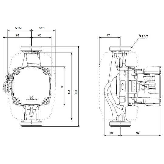 Bild 4 - Grundfos ALPHA 2 GO 25-60 - Hocheffizienz-Umwälzpumpe mit Dämmschale - Baulänge 180 mm - Gewinde 1 1/2'' - 93074240
