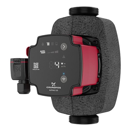 Bild 3 - Grundfos ALPHA 2 GO 25-40 - Hocheffizienz-Umwälzpumpe mit Dämmschale - Baulänge 180 mm - Gewinde 1 1/2'' - 93074249