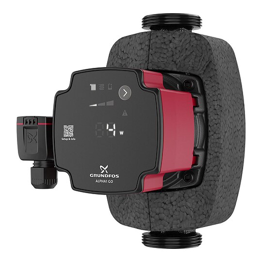 Bild 2 - Grundfos ALPHA 1 GO 25-60 - Hocheffizienz-Umwälzpumpe mit Dämmschale - Baulänge 180 mm - Gewinde 1 1/2'' - 93074265