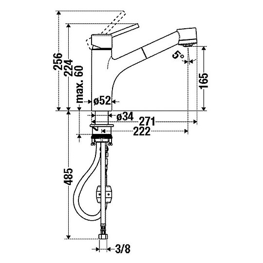 Bild 4 - Spültischmischer Hansgrohe Talis-S herausziehbare Geschirrbrause, Ausladung 220 mm, chrom - 32841000