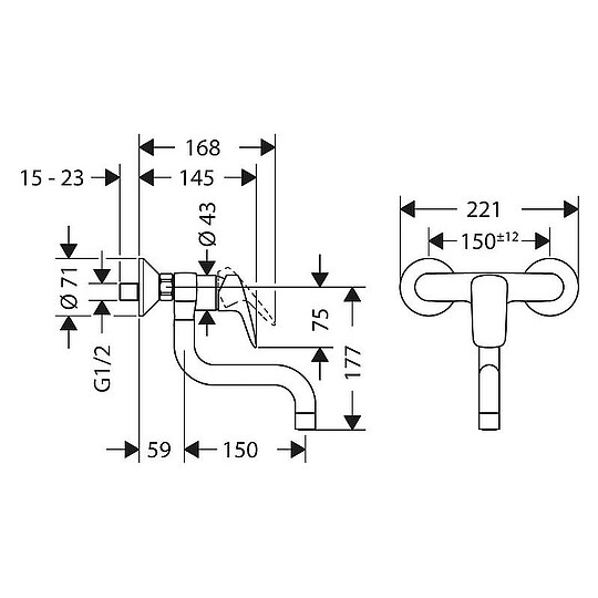 Bild 2 - Wand-Spültischmischer Hansgrohe Logis M31 mit Schwenkauslauf, Ausladung 209 mm, chrom - 71836000