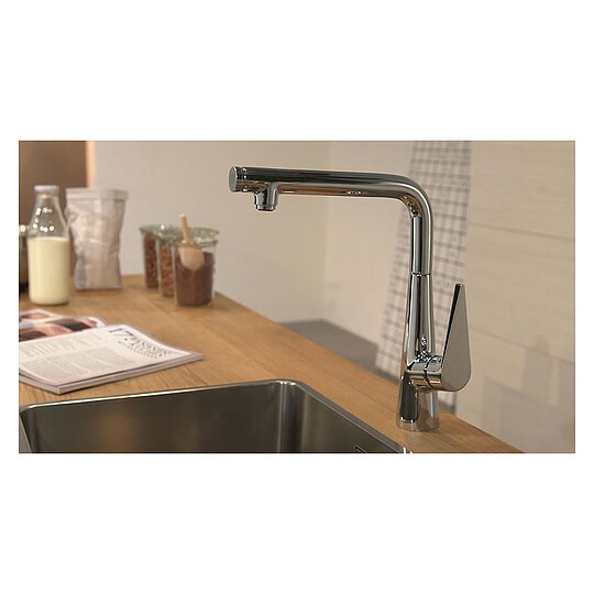 Bild 2 - Spültischmischer Hansgrohe Talis Select S300 Schwenkauslauf, Ausladung 248 mm, chrom - 72820000