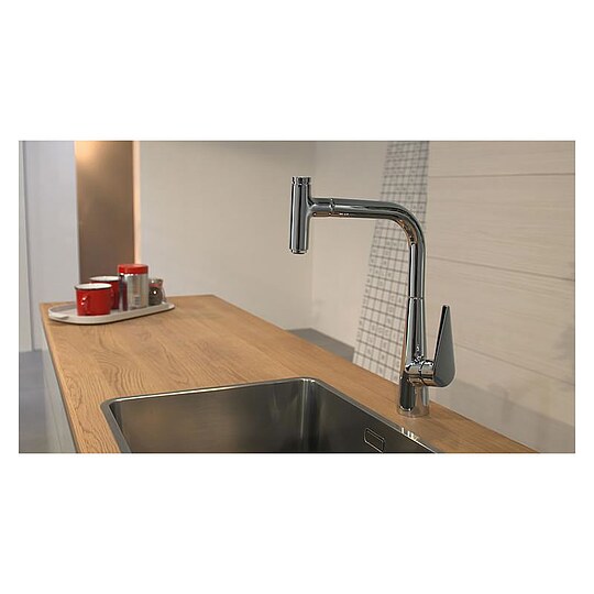 Bild 3 - Spültischmischer Hansgrohe Talis Select S300 mit herausziehbarem Auslauf, Ausladung 234 mm, chrom - 72821000