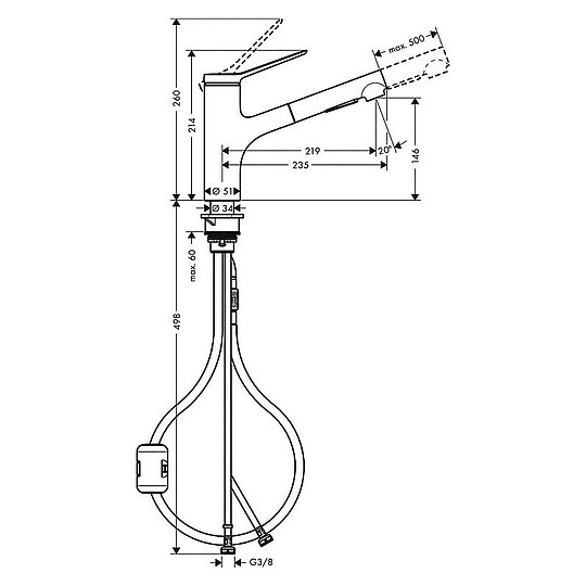 Bild 3 - Spültischmischer Hansgrohe 150 Zesis M33 herausziehbare Geschirrbrause 2jet, mattschwarz - 74800670