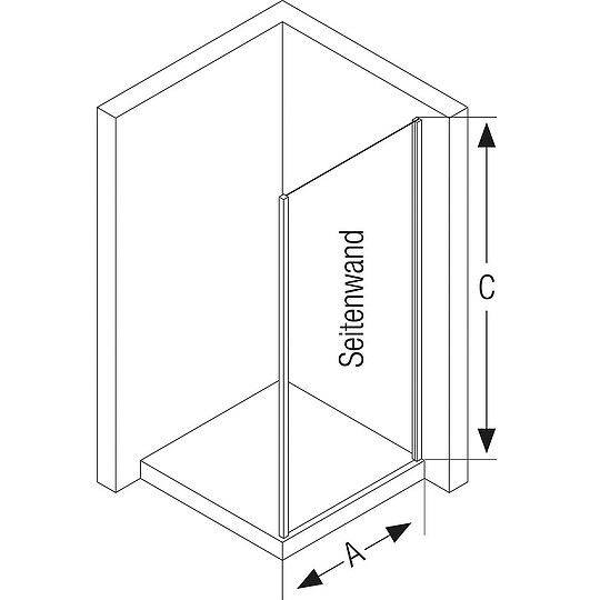 Bild 2 - Seitenwand H�ppe Alpha 2 Profil silber matt, Glas 4 mm, 725-750 mm - A20502087321