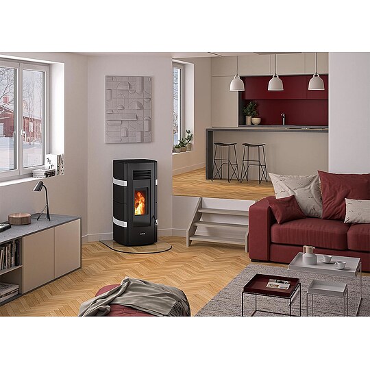Bild 2 - Pelletofen Justus Sia conStone, Seidenwei� / Stahl schwarz, 8 kW - 7949 87
