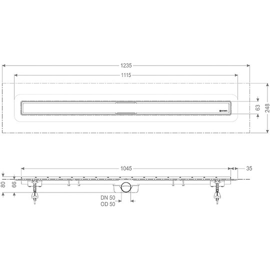 Bild 2 - KESSEL Duschrinne Linearis Compact - DN 50 / L�nge 1.050 mm