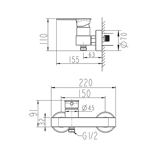 Bild 2 - Aufputz-Brausearmatur BRAVAT SYDNEY - chrom - 3558042