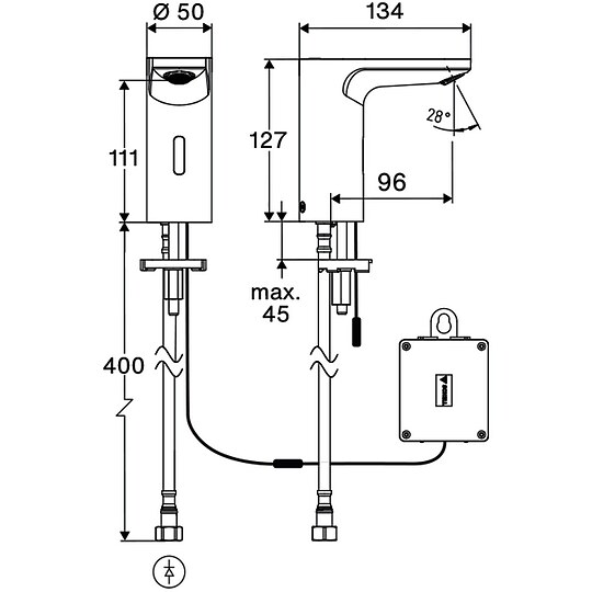 Bild 2 - Schell Waschtischarmatur Celis E2 HD-K, ohne Mischung IR-Sensor Batteriebetrieb