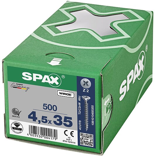 Bild 4 - SPAX® Senkkopfschraube WIROX® Vollgewinde Kreuzschlitz PZ2 - Ø 4,5 x 35 mm - VPE 500 Stück - 1081010450355
