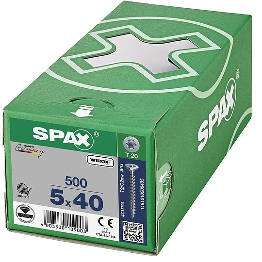 Bild 4 - SPAX® Senkkopfschraube WIROX® Vollgewinde T-Star Plus T20 - Ø 5,0 x 40 mm - VPE 500 Stück - 1191010500405