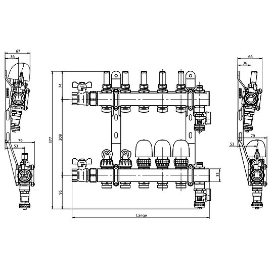 Bild 3 - Edelstahl-Verteiler fr Fubodenheizung fr 2 Kreise mit Topmeter und Zubehr