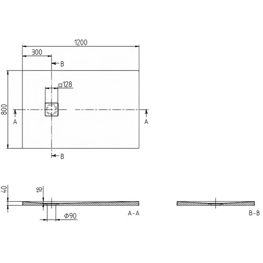 Bild 2 - Duschwanne Villeroy & Boch NEWO Rechteck 1200 x 40 x 800 mm, weiß - UDA1280TAR2V-01