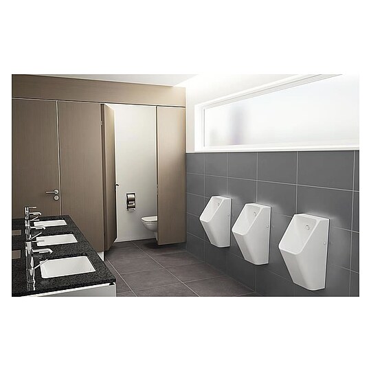 Bild 2 - Absaug-Urinal VitrA S20 Comfort 300 x 600 x 300 mm, Zulauf von hinten, Abgang waagrecht, weiß - 5461B003D0199