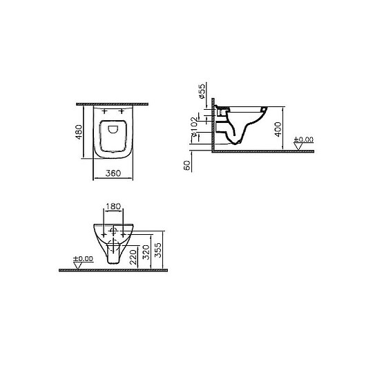 Bild 2 - Wand-Tiefspül-WC VitrA S20 360 x 340 x 480 mm, compact, weiß - 5505L003-0101
