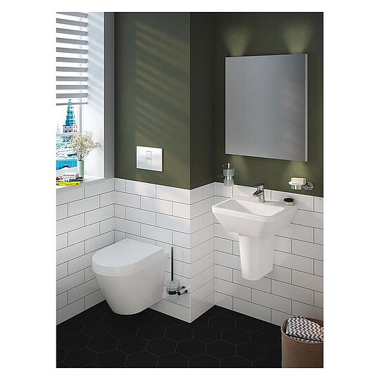 Bild 2 - Handwaschbecken VitrA Integra 450 x 400 mm, mit �berlauf, 1 Hahnloch mittig, eckige Form, wei� - 7047L003-0001