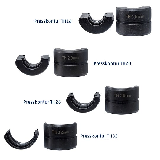 Bild 6 - Hand-Presszange komplett fr TH 16, TH 20, TH 26 und TH 32 - im Koffer + GRATIS Prflehre