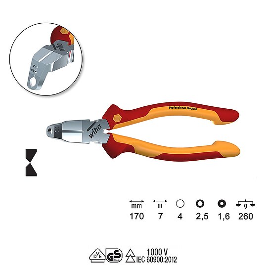 Bild 2 - Wiha TriCut-Installationszange - Schutzisolation 1.000 V AC - VDE- und GS-geprüft - 38552