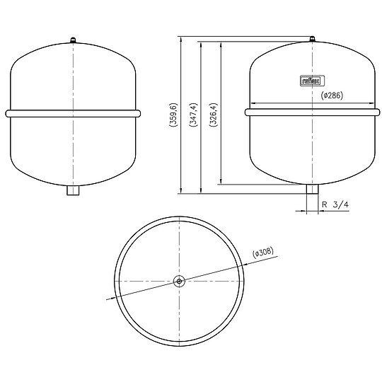 Bild 2 - REFLEX Ausdehnungsgefäß Typ N für Heizung - 18 Liter - 3/4'' AG - Farbe weiß - 7204401